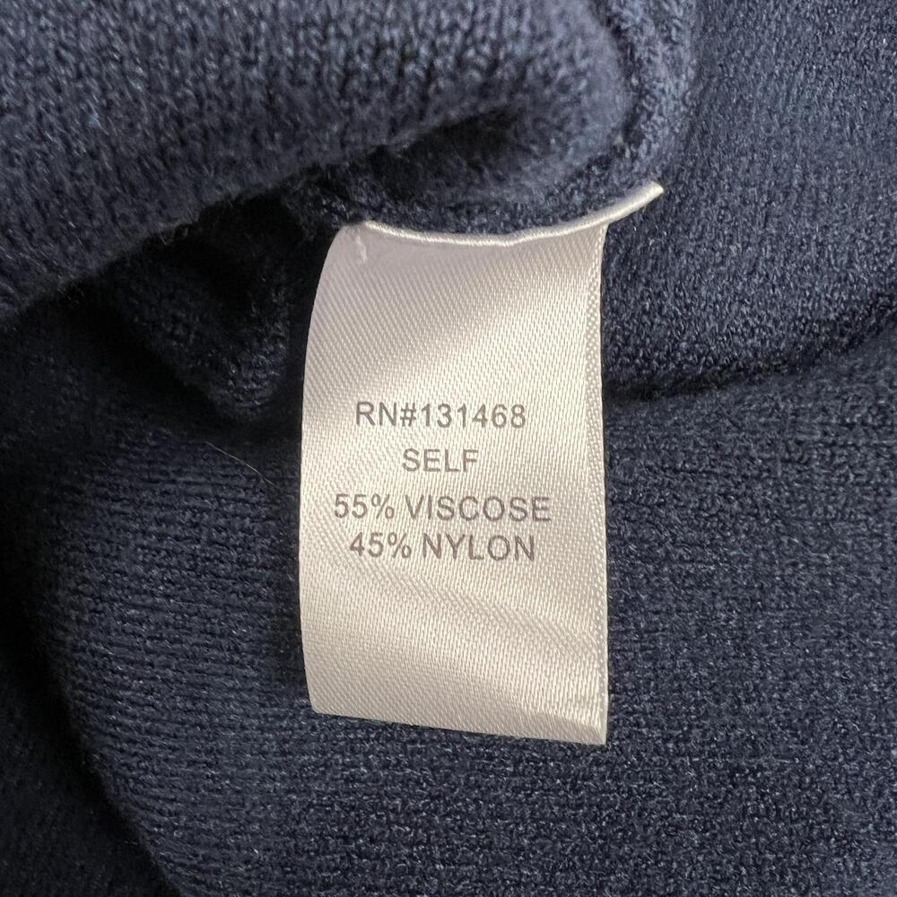 AVARA Sweater Womens M Blue V Neck Pullover Puff 3/4 Sleeve Relaxed Preppy - Picture 4 of 15